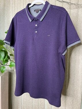 Michael Kors Purple Polo with Gray Contrast Trim XL